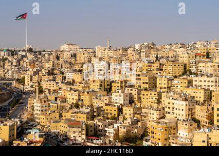 La ligne d'horizon d'Amman prise de la Citadelle, Amman, Jordanie. Banque D'Images