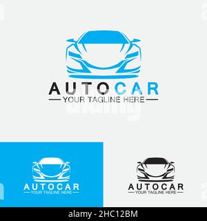 Logo voiture auto avec silhouette d'icône de voiture sport concept.modèle de conception d'illustration Vector. Illustration de Vecteur