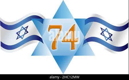 Israël 74 Fête de l'indépendance, 8 2019 mai, Yom Ha'atzmaut Illustration de Vecteur