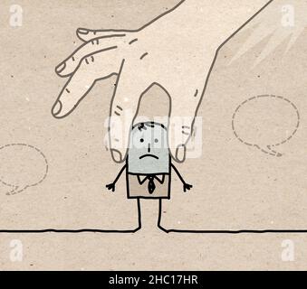 Main tirée grandes mains humaines couvrant les oreilles d'un dessin animé Homme Banque D'Images