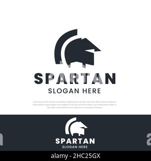 Logo Spartan Helmet, icône spartian, symbole, modèle vectoriel Illustration de Vecteur