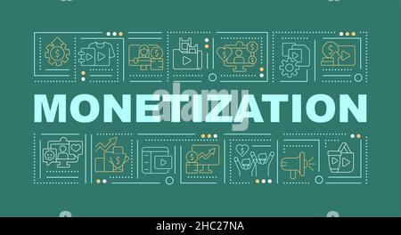La bannière verte des concepts de mot de monétisation Illustration de Vecteur