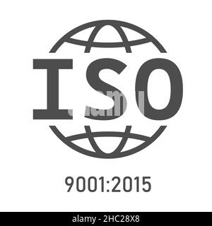 Symbole vectoriel d'icône de qualité ISO 9001 isolé sur fond blanc Illustration de Vecteur