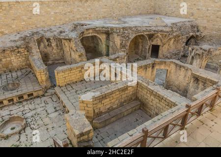 Bains maison ruines du Palais des Shirvanshahs à Bakou, Azerbaïdjan Banque D'Images