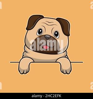 Adorable chien de style dessin animé pour bébé.Émotions animales amusantes. Illustration de Vecteur