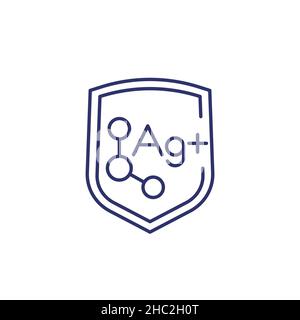 Ion argent, icône de ligne de protection antibactérienne Illustration de Vecteur