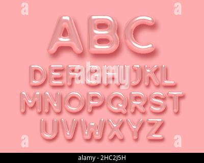 jeu de 3d caractères vectoriels en forme d'alphabet rose brillant. Illustration de Vecteur