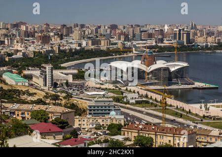 Vue aérienne de la côte à Bakou, Azerbaïdjan Banque D'Images
