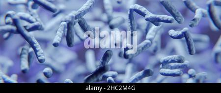 Bactéries,bactérie de couleur molle, germes,3D illustration. Banque D'Images