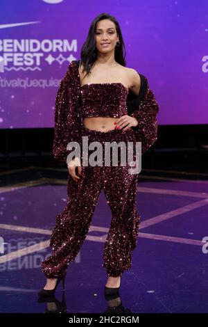 Madrid, Espagne.23rd décembre 2021.Chanel Terrero participe à la présentation de Benidorm Fest et Eurovision 2022 dans les studios RTVE de Pozuelo de Alarcon.Crédit : SOPA Images Limited/Alamy Live News Banque D'Images