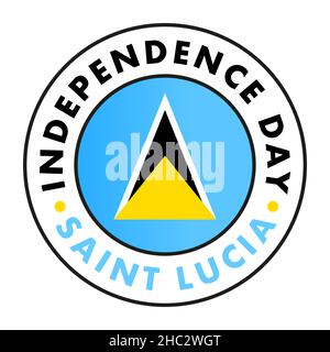 Drapeau et texte en cercle, Sainte-Lucie Independence Day sur fond blanc Illustration de Vecteur