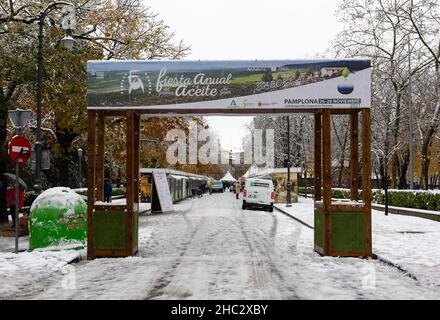 Pampelune, Espagne - 28 novembre 2021 - célébration annuelle du premier aviron d'huile de Jaén. Banque D'Images