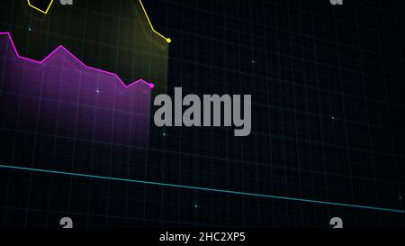 3D rendu d'un graphique linéaire de revenu numérique de style technologique sur fond de grille de haute technologie.Concept pour les présentations, la publicité et la présentation profita Banque D'Images