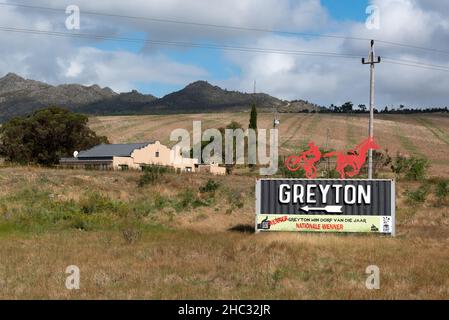 Panneau pour le village de Grayton, Overberg, Western Cape, Afrique du Sud, 23 décembre 2021. Banque D'Images