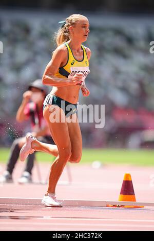 Geneviève Gregson participe à la steeplechase de 3000 mètres aux Jeux Olympiques de Tokyo en 2020. Banque D'Images