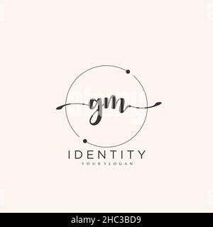 Logo GM Handwriting vector art de la signature initiale, mariage, mode, joaillerie, boutique,floral et botanique avec modèle créatif pour n'importe quelle entreprise Illustration de Vecteur