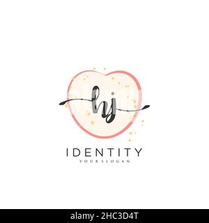 HJ Handwriting logo vector art de la signature initiale, mariage, mode, bijoux, boutique,floral et botanique avec modèle créatif pour n'importe quelle entreprise Illustration de Vecteur