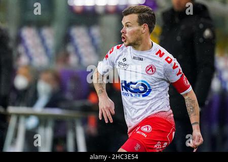 Bruxelles, Belgique.23rd décembre 2021.BRUSSEL, BELGIQUE - DÉCEMBRE 23: Kristof d'Haene de KV Kortrijk pendant la coupe Croky belge - quart de finale match entre RSC Anderlecht et KV Kortrijk au parc Lotto le 23 décembre 2021 à Brussel, Belgique (photo de Joris Verwijst/Orange Pictures) Credit: Orange pics BV/Alay Live News Banque D'Images