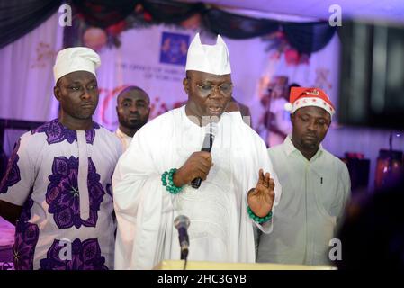 Le Bureau d'Aare Onakankanfo de Yoruba Land, IBA Gani Adams, organise jeudi la Noël 2021 à Oko-Oba, Lagos, Nigeria.Credit: Adekunle Ajayi/Alay Live News Banque D'Images