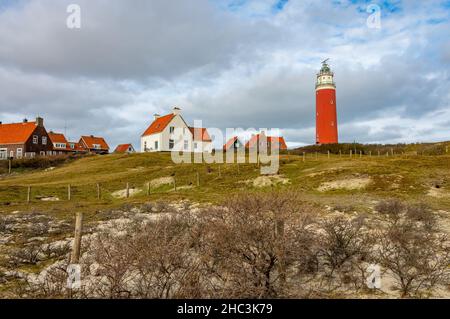Phare dans le village de Cocksdorp sur l'île de Texel, aux pays-Bas Banque D'Images