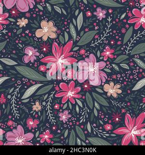 Fleurs en fleurs, plantes florissantes pâquerettes Illustration de Vecteur