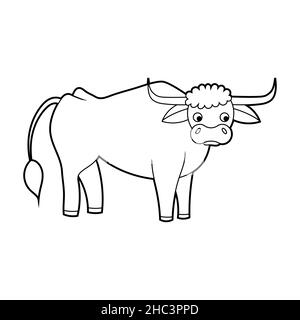 Livre de coloriage pour enfants.Un animal agricole est une vache.Vecteur isolé sur fond blanc Illustration de Vecteur