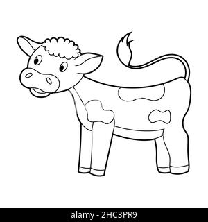 Livre de coloriage pour enfants.Un animal agricole est une vache.Vecteur isolé sur fond blanc Illustration de Vecteur