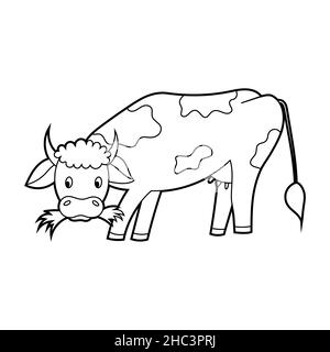 Livre de coloriage pour enfants.Un animal agricole est une vache.Vecteur isolé sur fond blanc Illustration de Vecteur