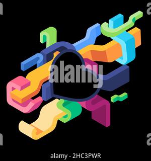 Icône forme d'amour romantique creux coeur sombre courbe décorative dynamique énergie graphique art art dessin illustration Illustration de Vecteur