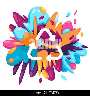 recyclez réutiliser les poubelles cercle icône poubelle dans la peinture éclabousse colorée liquide éclaboussures encre splash design illustration créative Illustration de Vecteur