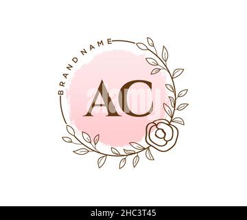 Logo AC féminin.Utilisable pour les logos nature, salon, Spa, cosmétique et Beauté.Elément de modèle de logo Flat Vector. Illustration de Vecteur