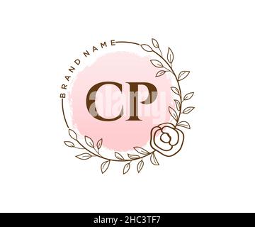 Logo CP féminin.Utilisable pour les logos nature, salon, Spa, cosmétique et Beauté.Elément de modèle de logo Flat Vector. Illustration de Vecteur