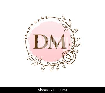 Logo DM féminin.Utilisable pour les logos nature, salon, Spa, cosmétique et Beauté.Elément de modèle de logo Flat Vector. Illustration de Vecteur