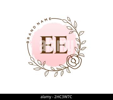 Logo EE féminin.Utilisable pour les logos nature, salon, Spa, cosmétique et Beauté.Elément de modèle de logo Flat Vector. Illustration de Vecteur