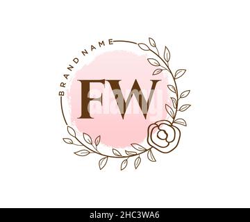 Logo FW féminin.Utilisable pour les logos nature, salon, Spa, cosmétique et Beauté.Elément de modèle de logo Flat Vector. Illustration de Vecteur