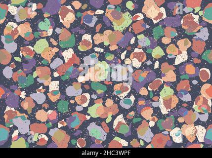 Motif en terrazzo vectoriel vintage sans couture dans un style rétro. Motif rétro coloré avec texture terrazzo. Texture de pierre vecteur vintage. Illustration de Vecteur