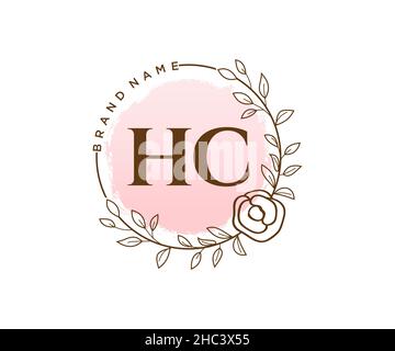 Logo HC féminin.Utilisable pour les logos nature, salon, Spa, cosmétique et Beauté.Elément de modèle de logo Flat Vector. Illustration de Vecteur