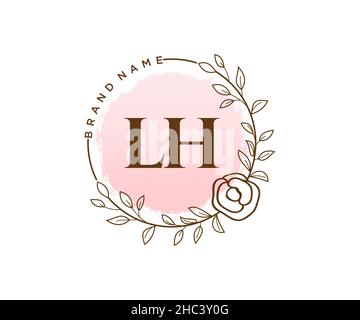 Logo LH féminin.Utilisable pour les logos nature, salon, Spa, cosmétique et Beauté.Elément de modèle de logo Flat Vector. Illustration de Vecteur