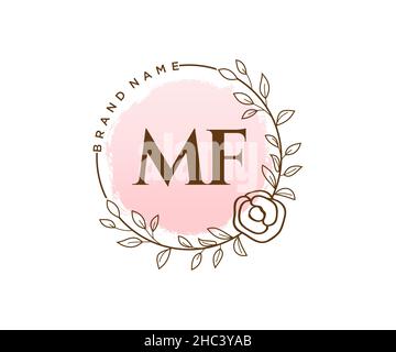 Logo MF féminin.Utilisable pour les logos nature, salon, Spa, cosmétique et Beauté.Elément de modèle de logo Flat Vector. Illustration de Vecteur