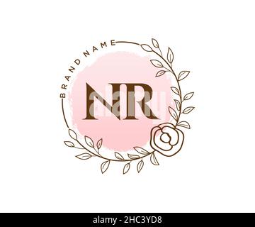 Logo NR féminin.Utilisable pour les logos nature, salon, Spa, cosmétique et Beauté.Elément de modèle de logo Flat Vector. Illustration de Vecteur