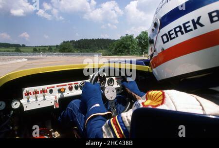 1973 Porsche 917/30 CAN-Am voiture de course testée par Derek Bell au banc d'essai Weissarch Stuttagart Allemagne en 1983 Banque D'Images