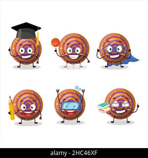 Élève d'école de la spirale orange bonbon personnage de dessin animé avec diverses expressions.Illustration vectorielle Illustration de Vecteur