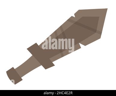 Épée en bois de style plat.Jouet pour enfants anciens. Illustration de Vecteur