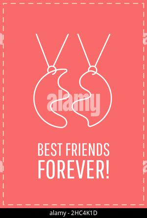 Carte postale BEST friend Forever avec icône de glyphe linéaire Illustration de Vecteur