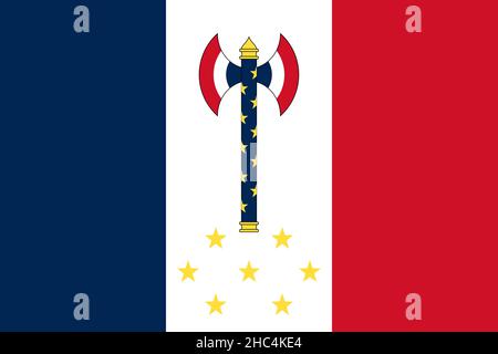 Vue de dessus du drapeau Philippe Petain, Chef d'Etat de Vichy France, France.Patriote français et concept de voyage. Pas de mât.Conception de plan, présentation.Drapeau Banque D'Images