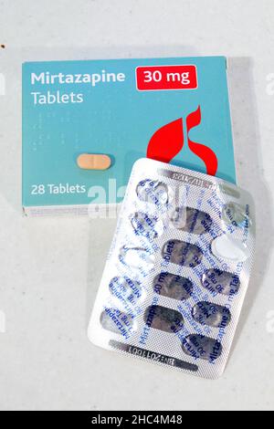 Mirtazapine, un antidépresseur atypique, autrement connu sous le nom de Remeron et Zispin, utilisé dans le traitement de la dépression, des troubles de l'humeur et de PTSD. Banque D'Images