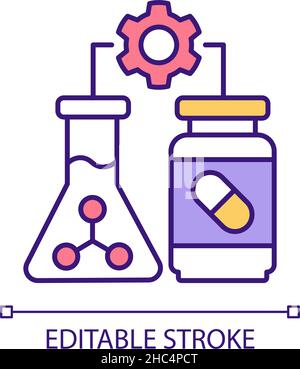 Icône de couleur RVB pour la fabrication pharmaceutique Illustration de Vecteur