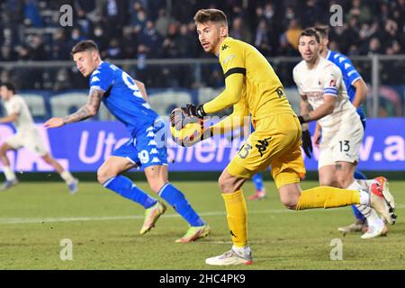 Guglielmo Vicario (Empoli) pendant Empoli FC vs AC Milan, football italien série A match à Empoli, Italie, décembre 22 2021 Banque D'Images