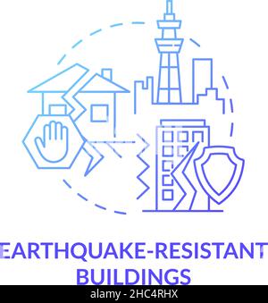 Bâtiments résistants aux tremblements de terre Blue gradient concept Icon Illustration de Vecteur