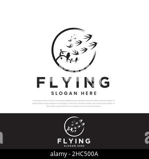 flocking flying birds résumé design logo, symbole, icône, modèle de conception d'oiseau Illustration de Vecteur